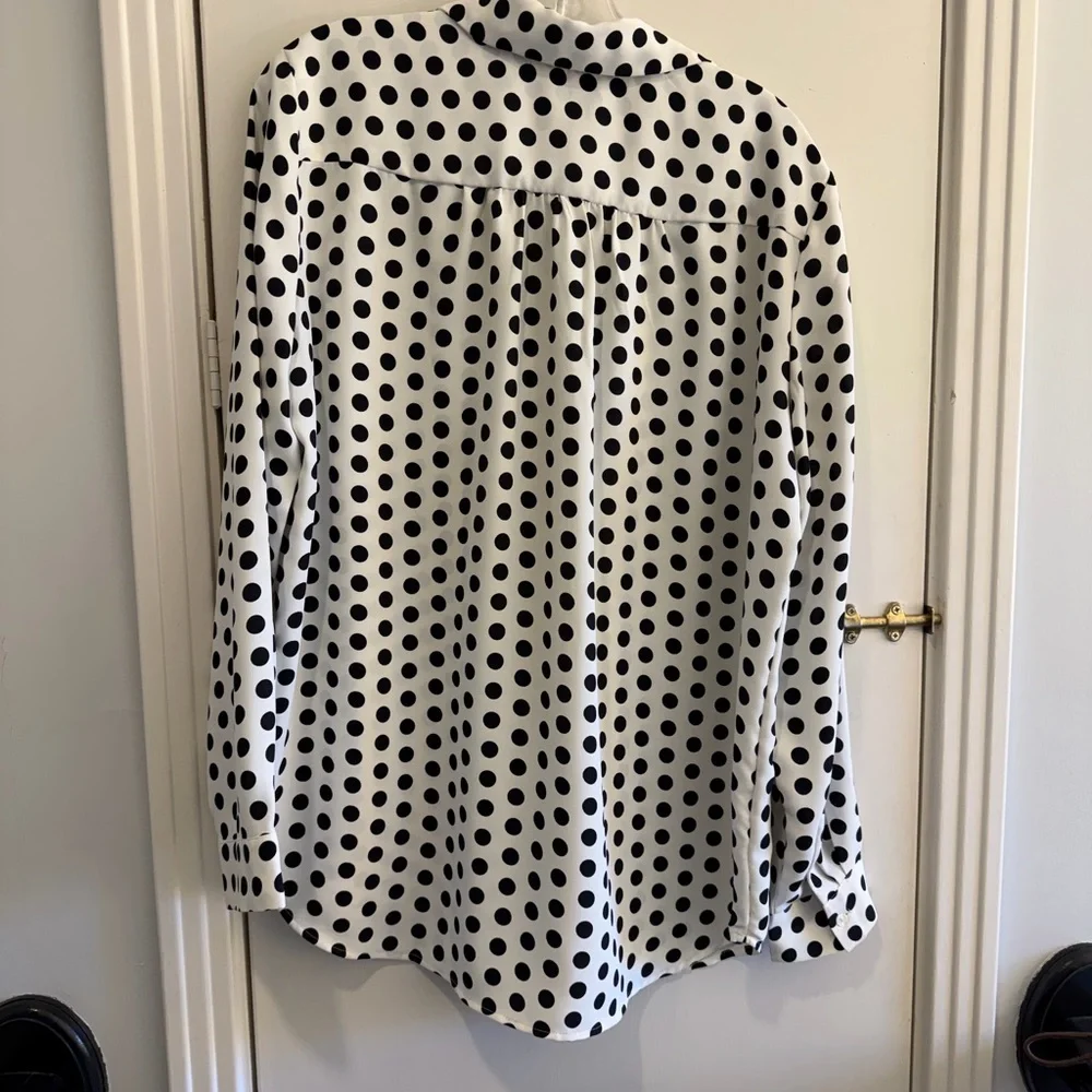 Ann Taylor Black and White Polka Dot Blouse - Picture 2 of 7